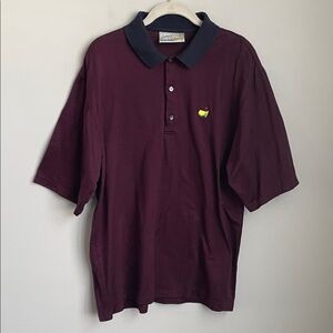 Augusta National Golf Shop Slazenger Maroon Polo w/Navy Trim Short Sleeve Large